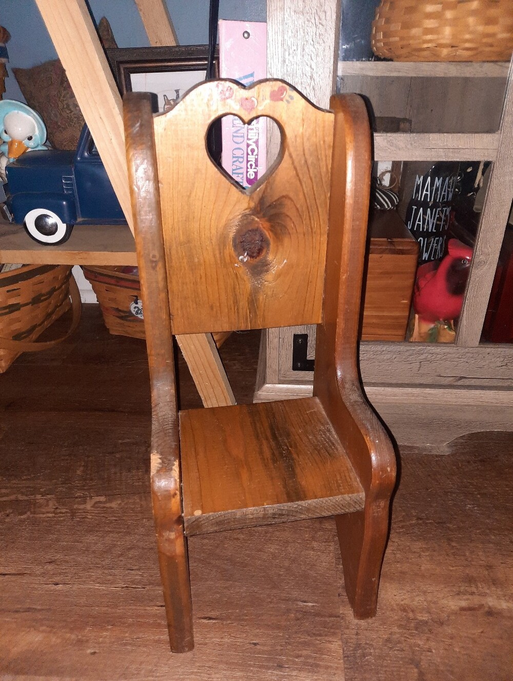 Snall Brown Heart Cut Out Chair Perfect For A Small Plant